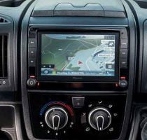 Fiat Ducato audio system interface displaying options for power, volume, and source selection for an enhanced in-vehicle entertainment experience.