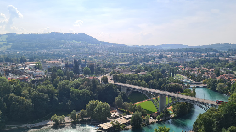 Scenic view from Bern Cathedral overlooking the city and surrounding nature