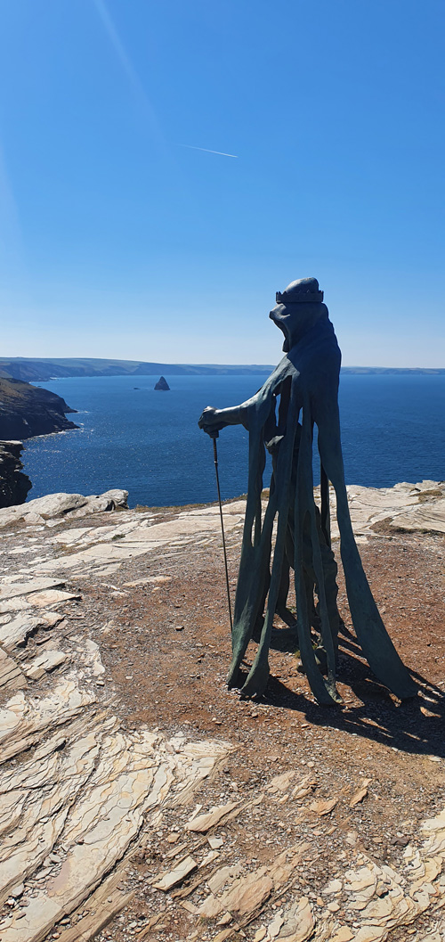 Admire the stunning coastal views from Tintagel Castle, where you can also see the iconic Arthur Statue. Enjoy panoramic vistas of the rugged cliffs and Atlantic Ocean while exploring this historic site.
