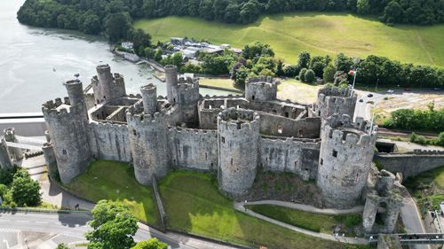 Conwy Castle drone footage