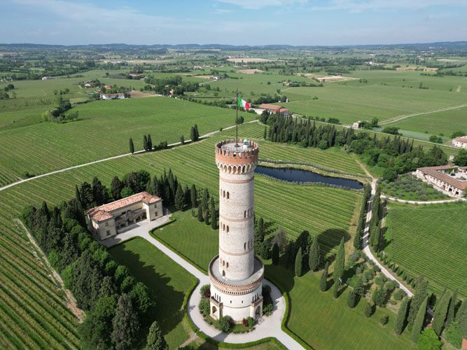 Tower of San Martino della Battaglia drone view