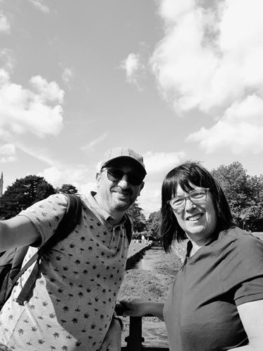 A black and white selfie