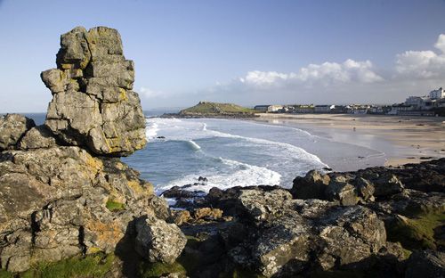 A striking photo of Mans Head, a notable coastal feature in Cornwall. The image captures the rugged beauty and dramatic landscapes of this geological formation, showcasing the natural charm and scenic views of the Cornish coastline. Ideal for those interested in geological formations, coastal landscapes, and travel photography